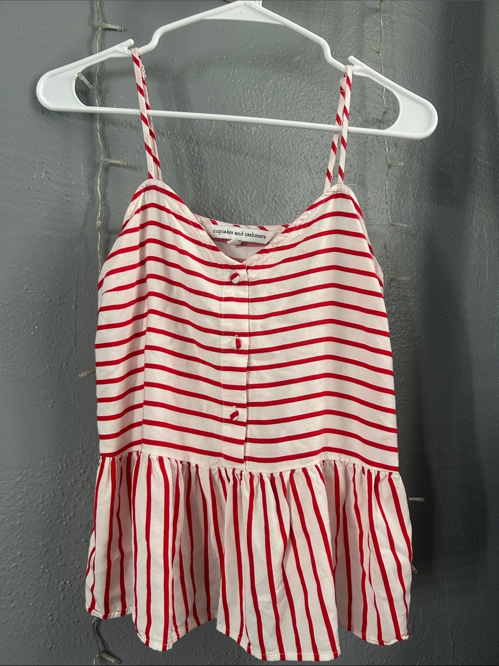 cupcakes & cashmere Red and White Striped Spaghetti Strap Dress